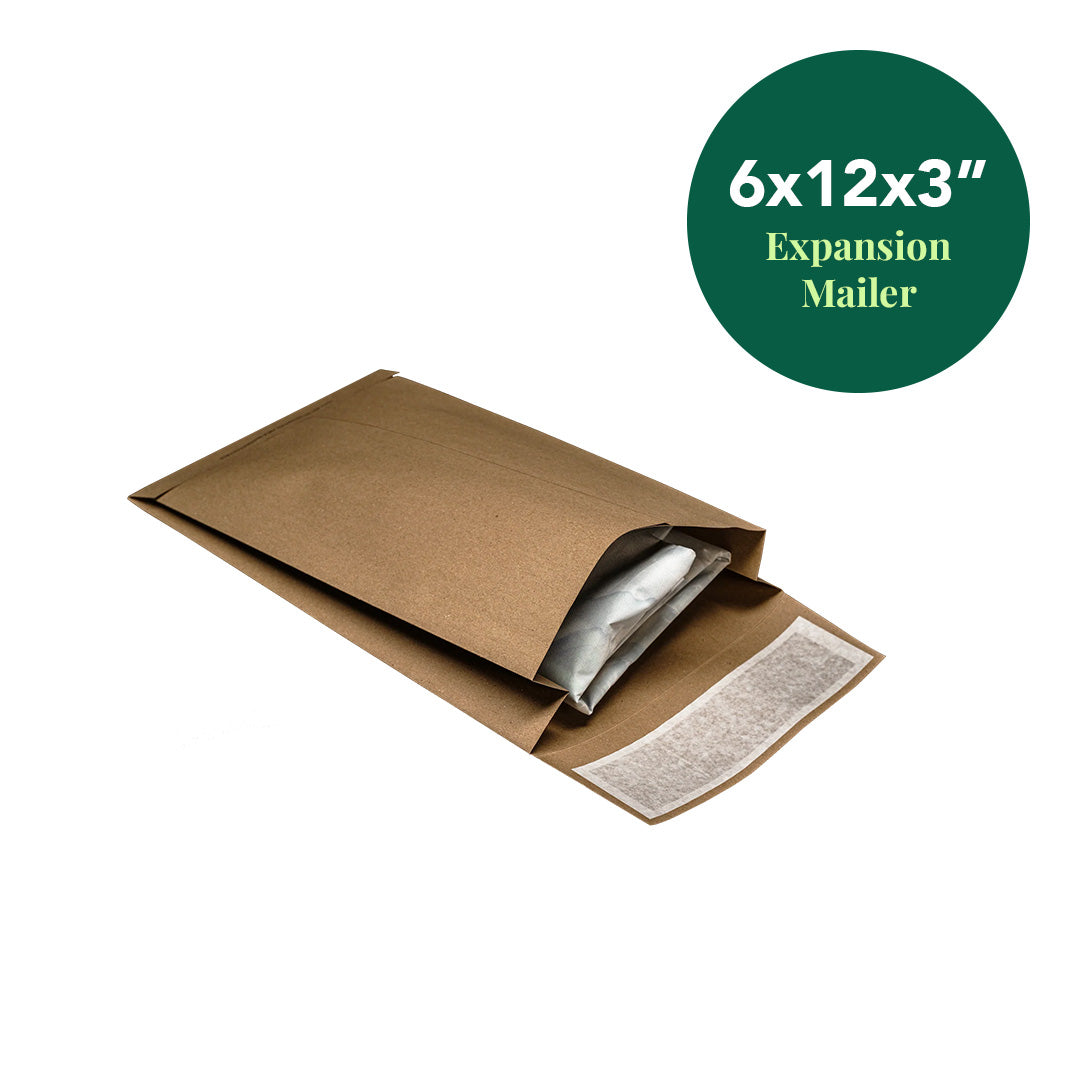 6" X 12" X 3" TerraBoard® Eco-friendly Recyclable Expansion Mailers - Case of 200